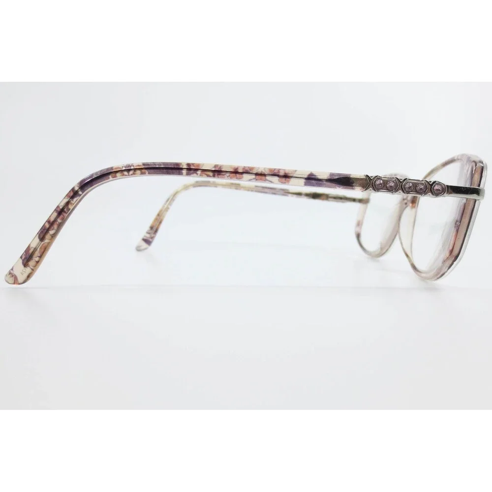 MJ MJ07620 Purple Floral Marble Eyeglass Frames Rhinestone Accents 54-17-140